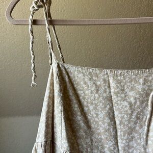 Floral Beige Tie Strap Dress